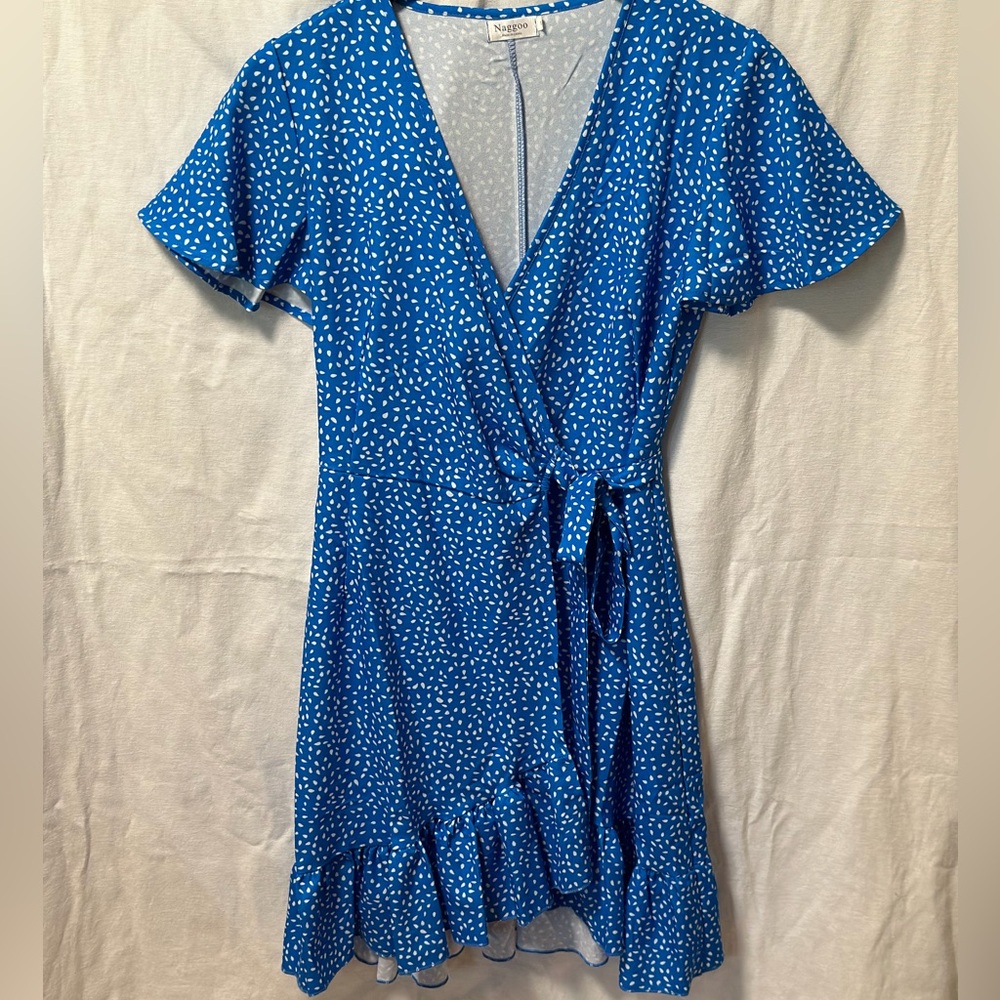 Blue Wrap Around Swing Mini Dress